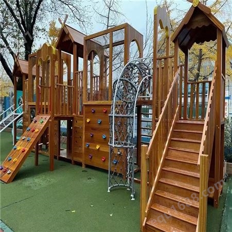 内蒙古儿童组合滑梯玩具 户外木质攀爬滑梯 幼儿园玩具滑滑梯