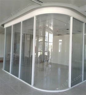 高隔断防火屏风 办公室隔墙 铝合金双玻百叶钢化玻璃隔断