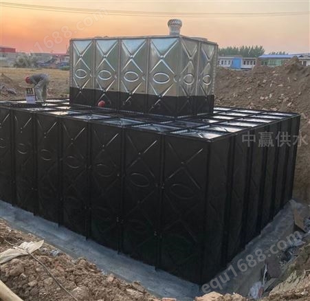 鄂宜昌地埋式一体化生活水箱不锈钢镀锌复合板消防水池无缝焊接