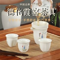 德化霞窑粗陶复古壶 盖碗茶具 柴烧茶具