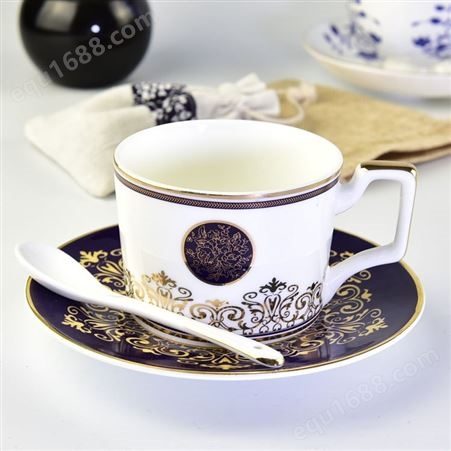 创意金边陶瓷咖啡杯 骨瓷咖啡具套装 办公下午茶水杯 可定制
