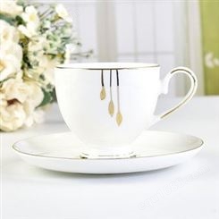 骨质瓷咖啡杯 描金咖啡杯碟套装 咖啡具定制LOGO