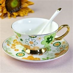 陶瓷咖啡杯碟 创意金边骨瓷咖啡具套装 下午茶水杯