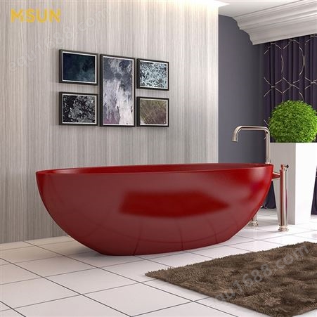 KKR 人造石彩色浴缸 公寓 民宿简约立式泡澡浴缸