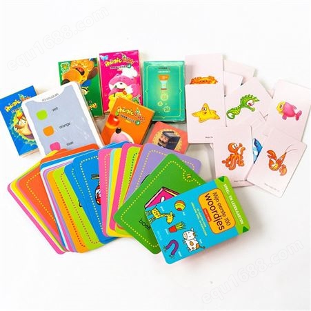 小孩动物认知卡片各图案定制 学习卡牌厂家批发 字母卡片 黑白片