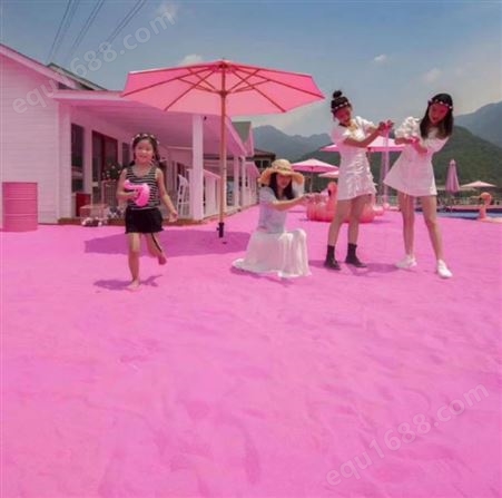 娱乐粉色彩砂 光泽鲜艳 景区人造沙滩网红砂 人工海滩景观用