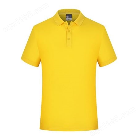 团建使用翻领T恤衫黄色烫印图案26支纯棉
