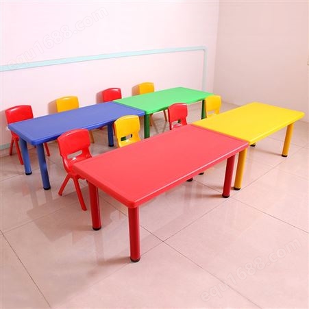 供应幼儿园塑料桌椅长方形儿童学习培训桌餐桌