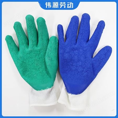 工厂定制尼龙浸胶劳保 涂胶纱线手套 透气性能好耐磨强度高
