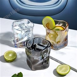 嘉盛玻璃平常生产折纸杯扭扭玻璃杯 酒吧威士忌透明啤酒杯 水杯